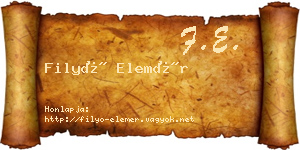 Filyó Elemér névjegykártya
